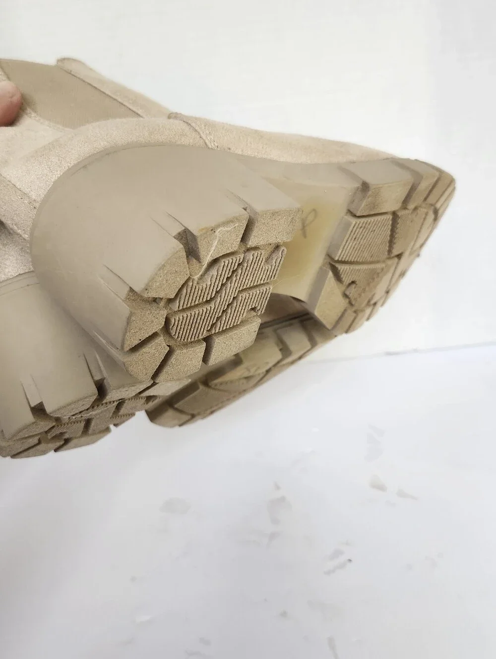 MADDEN GIRL Beige Suede Chelsea Lug Ankle Boots
